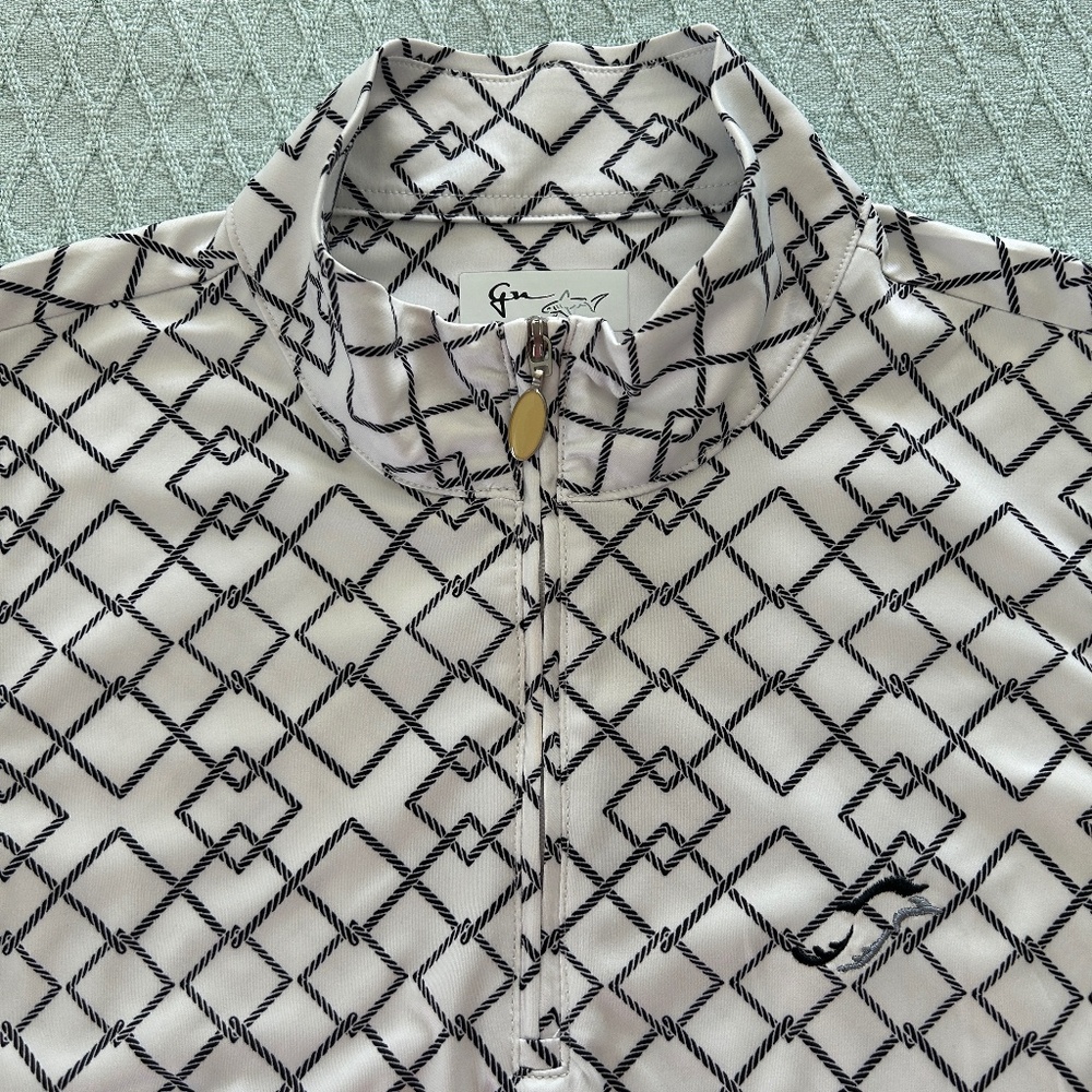Golf Sleeveless Greg Norman 1/4 zip mock neck top dolphin logo